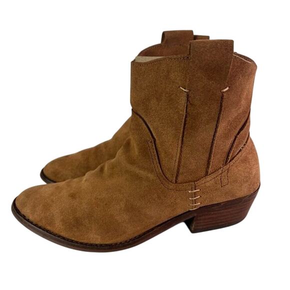 DOLCE VITA Boots Womens 8.5 Brown Walnut Ankle Suede Pull-On Slouchy Western - Picture 1 of 13